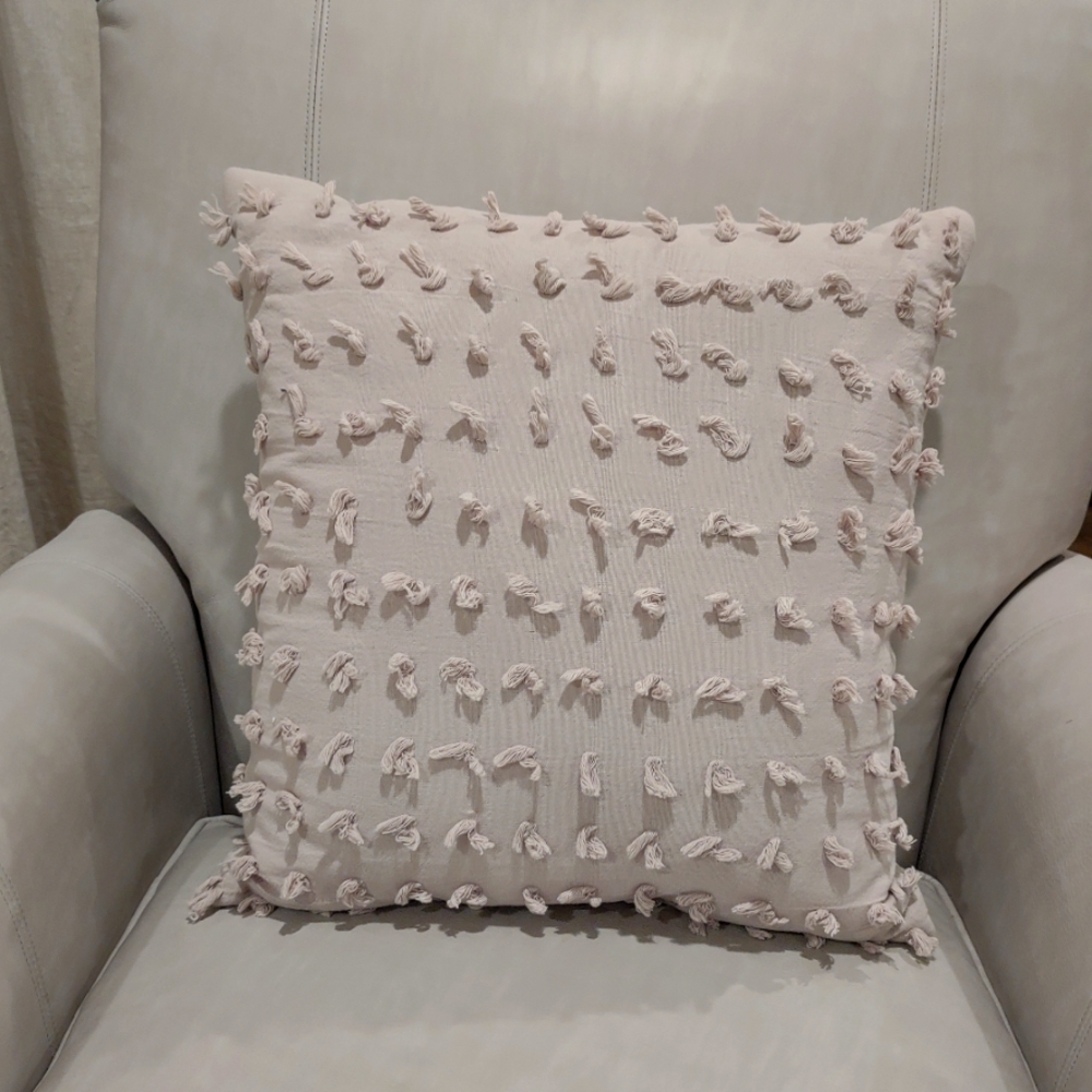 Textured Light Grey Throw Pillow